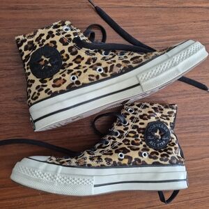 Converse Leopard Print High-Top Sneakers mens 5